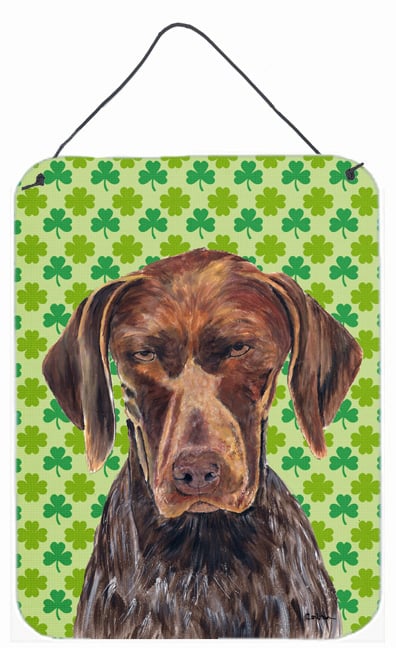 German Shorthaired Pointer St. Patricks Day Shamrock Wall Door Hanging Prints 12 x 16 in.