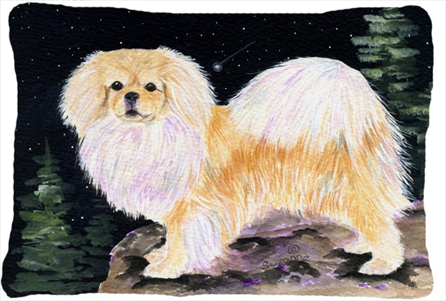 Starry Night Tibetan Spaniel Decorative Indoor & Outdoor Fabric Pillow
