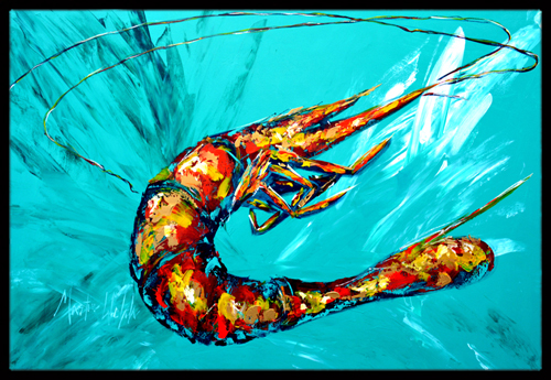 Shrimp Teal Shrimp Indoor & Outdoor Doormat