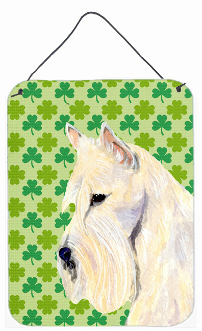 SS4461DS1216 Scottish Terrier St. Patricks Day Shamrock Aluminium Metal Wall Or Door Hanging Prints - 12 x 16 in.