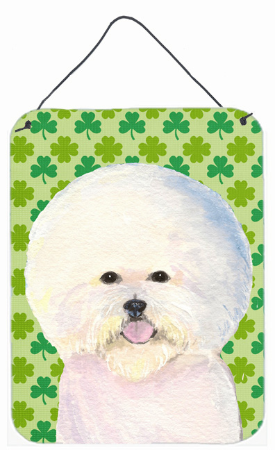 SS4457DS1216 Bichon Frise St. Patricks Day Shamrock Portrait Aluminium Metal Wall Or Door Hanging Prints - 12 x 16 in.