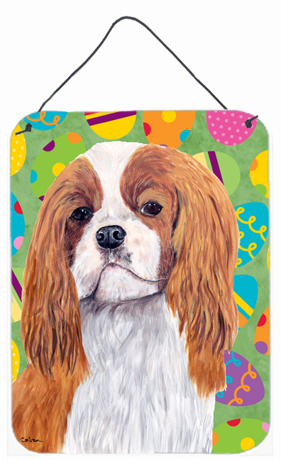 SC9474DS1216 Cavalier Spaniel Easter Eggtravaganza Aluminium Metal Wall Or Door Hanging Prints - 12 x 16 in.