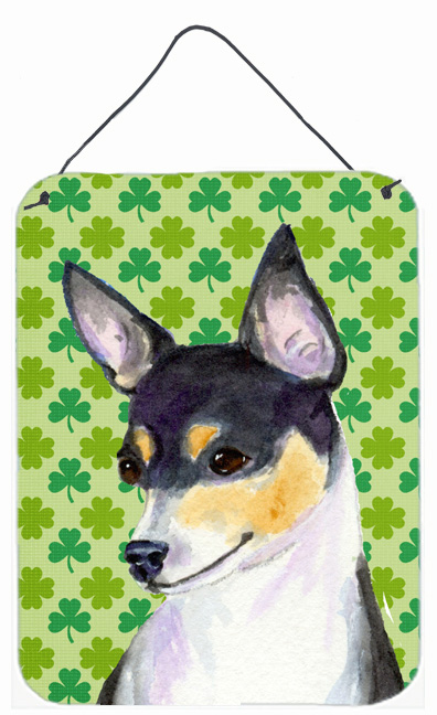 SS4449DS1216 Chihuahua St. Patricks Day Shamrock Portrait Aluminium Metal Wall Or Door Hanging Prints - 12 x 16 in.