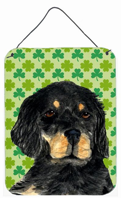 SS4446DS1216 Gordon Setter St. Patricks Day Shamrock Portrait Aluminium Metal Wall Or Door Hanging Prints - 12 x 16 in.