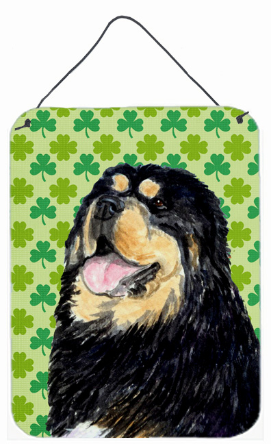 SS4443DS1216 Tibetan Mastiff St. Patricks Day Shamrock Portrait Aluminium Metal Wall Or Door Hanging Prints - 12 x 16 in.