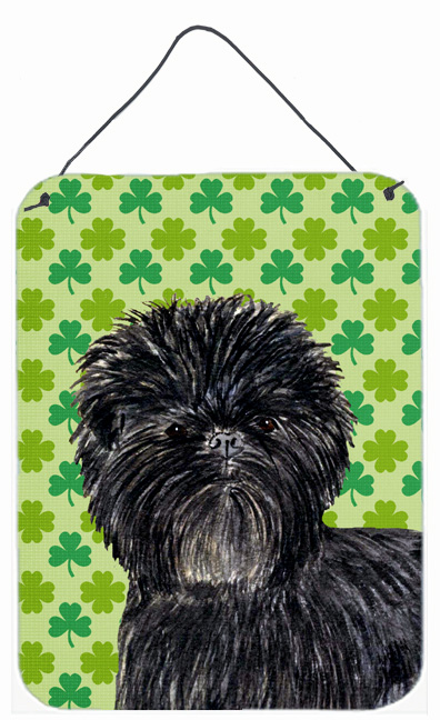 SS4442DS1216 Affenpinscher St. Patricks Day Shamrock Portrait Aluminium Metal Wall Or Door Hanging Prints - 12 x 16 in.