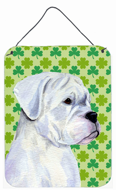 SS4440DS1216 Boxer St. Patricks Day Shamrock Portrait Aluminium Metal Wall Or Door Hanging Prints - 12 x 16 in.
