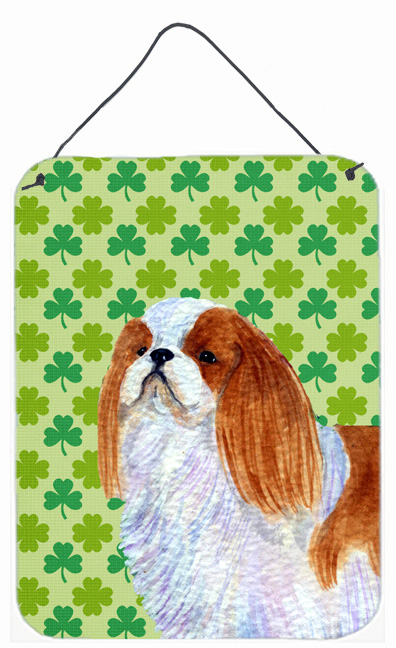 English Toy Spaniel St. Patricks Day Shamrock Aluminium Metal Wall Or Door Hanging Prints - 12 x 16 in.