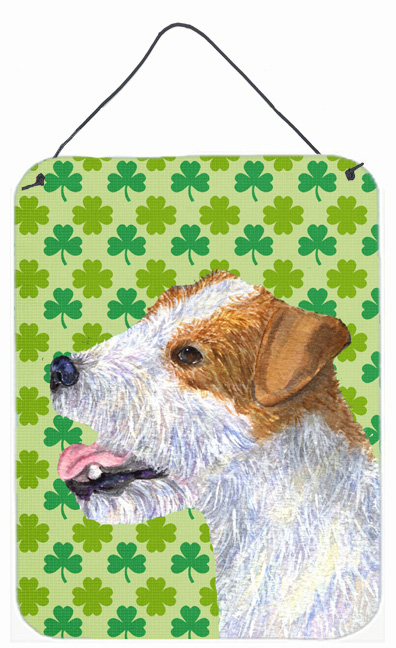 Jack Russell Terrier St. Patricks Day Shamrock Aluminium Metal Wall Or Door Hanging Prints - 12 x 16 in.