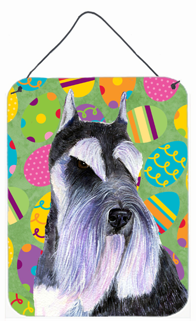 SS4822DS1216 Schnauzer Easter Eggtravaganza Aluminium Metal Wall Or Door Hanging Prints - 12 x 16 in.