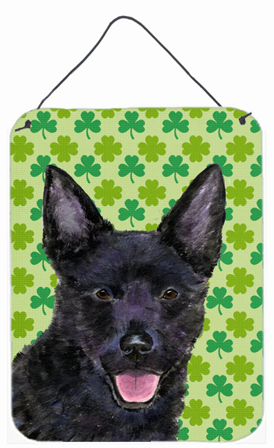 SS4429DS1216 Australian Kelpie St. Patricks Day Shamrock Aluminium Metal Wall Or Door Hanging Prints - 12 x 16 in.