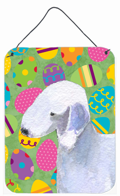 SS4828DS1216 Bedlington Terrier Easter Eggtravaganza Aluminium Metal Wall Or Door Hanging Prints - 12 x 16 in.