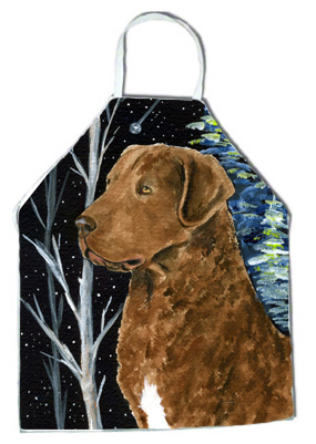 Picture of Carolines Treasures SS8411APRON Starry Night Chesapeake Bay Retriever Apron - 27 x 31 in.