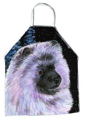 Picture of Carolines Treasures SS8412APRON Starry Night Keeshond Apron - 27 x 31 in.