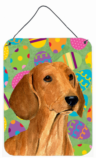 SS4832DS1216 Dachshund Easter Eggtravaganza Aluminium Metal Wall Or Door Hanging Prints - 12 x 16 in.