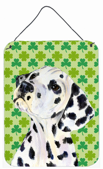 SS4423DS1216 Dalmatian St. Patricks Day Shamrock Portrait Aluminium Metal Wall Or Door Hanging Prints - 12 x 16 in.