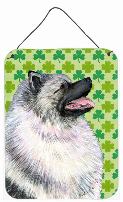 SS4419DS1216 Keeshond St. Patricks Day Shamrock Portrait Aluminium Metal Wall Or Door Hanging Prints - 12 x 16 in.