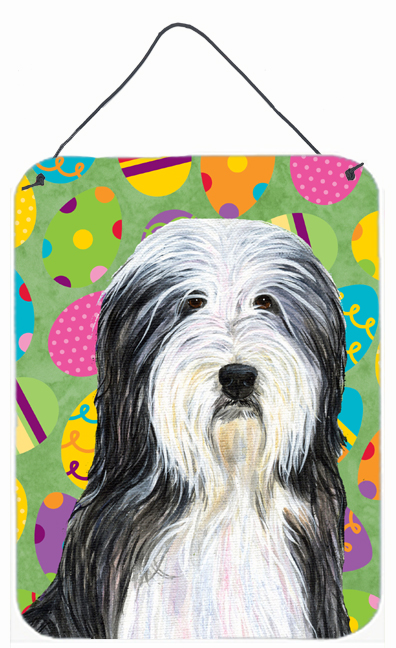 Bearded Collie Easter Eggtravaganza Aluminium Metal Wall Or Door Hanging Prints - 12 x 16 in.
