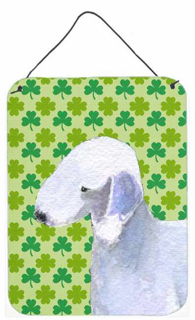 SS4414DS1216 Bedlington Terrier St. Patricks Day Shamrock Aluminium Metal Wall Or Door Hanging Prints - 12 x 16 in.