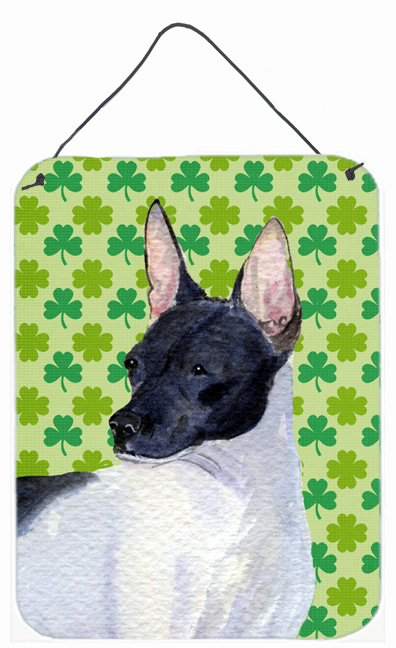 SS4411DS1216 Rat Terrier St. Patricks Day Shamrock Portrait Aluminium Metal Wall Or Door Hanging Prints - 12 x 16 in.