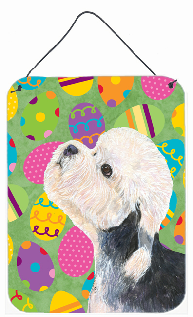 SS4848DS1216 Dandie Dinmont Terrier Easter Eggtravaganza Aluminium Metal Wall Or Door Hanging Prints - 12 x 16 in.