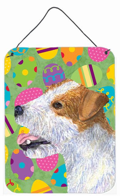 SS4849DS1216 Jack Russell Terrier Easter Eggtravaganza Aluminium Metal Wall Or Door Hanging Prints - 12 x 16 in.