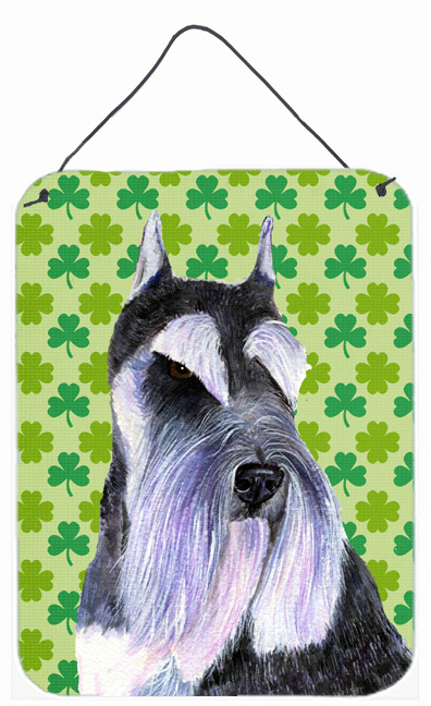 SS4408DS1216 Schnauzer St. Patricks Day Shamrock Wall Or Door Hanging Print - 12 x 16 in.