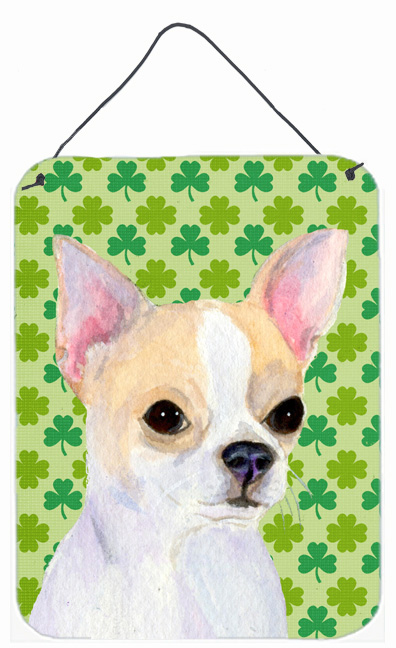 Chihuahua St. Patrick's Day Shamrock Portrait Aluminium Metal Wall Or Door Hanging Prints - 12 x 16 in.