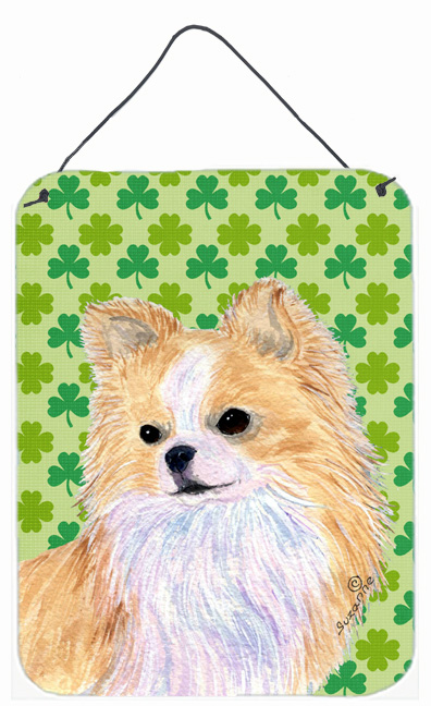 SS4404DS1216 Chihuahua St. Patricks Day Shamrock Portrait Aluminium Metal Wall Or Door Hanging Prints - 12 x 16 in.