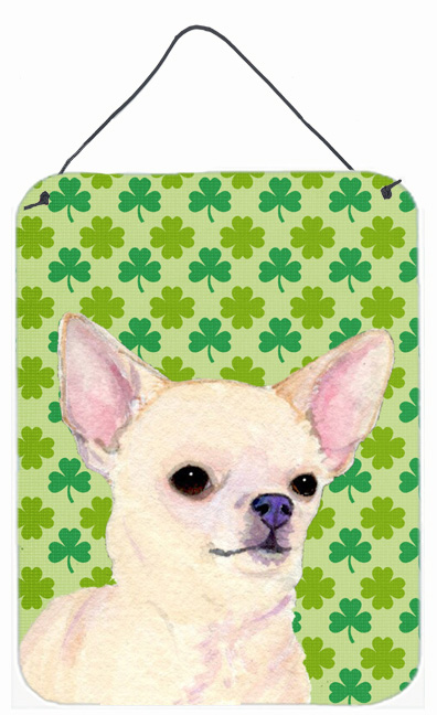 SS4403DS1216 Chihuahua St. Patricks Day Shamrock Portrait Aluminium Metal Wall Or Door Hanging Prints - 12 x 16 in.