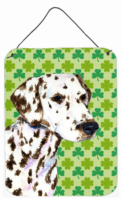 SS4400DS1216 Dalmatian St. Patricks Day Shamrock Portrait Aluminium Metal Wall Or Door Hanging Prints - 12 x 16 in.
