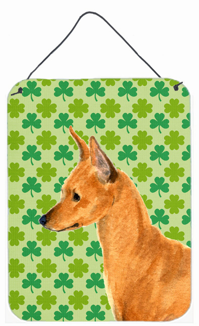 SS4397DS1216 Min Pin St. Patricks Day Shamrock Portrait Aluminium Metal Wall Or Door Hanging Prints - 12 x 16 in.