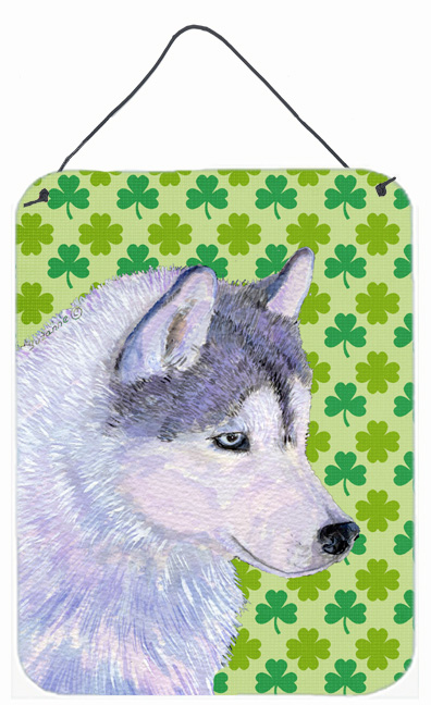 SS4395DS1216 Siberian Husky St. Patricks Day Shamrock Portrait Aluminium Metal Wall Or Door Hanging Prints - 12 x 16 in.