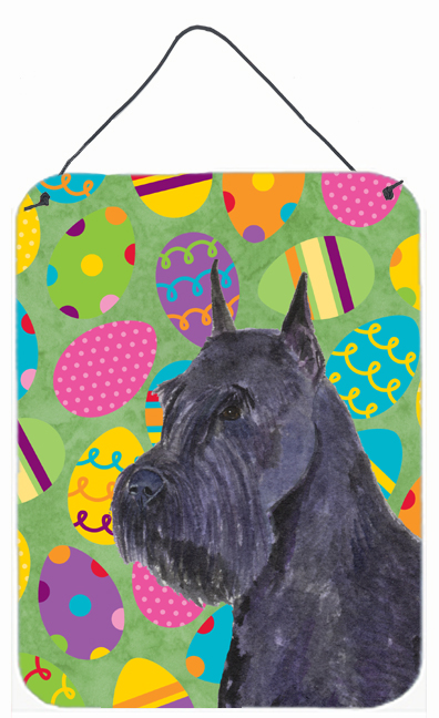 SS4868DS1216 Schnauzer Easter Eggtravaganza Aluminium Metal Wall Or Door Hanging Prints - 12 x 16 in.