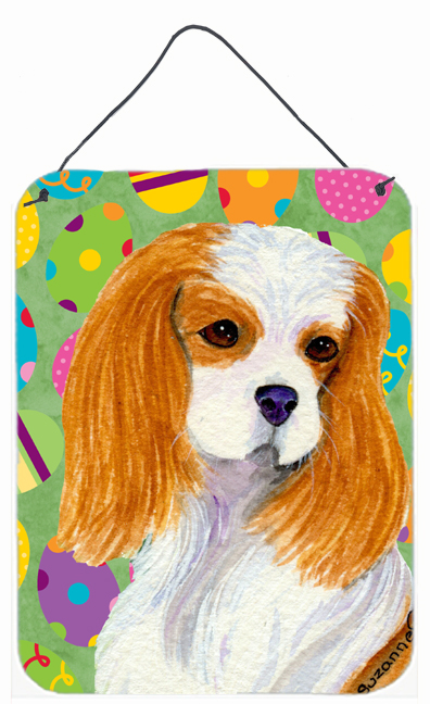 SS4872DS1216 Cavalier Spaniel Easter Eggtravaganza Aluminium Metal Wall Or Door Hanging Prints - 12 x 16 in.