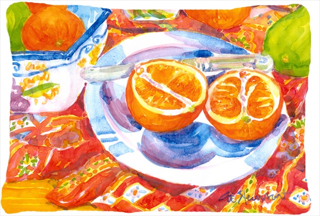 Picture of Carolines Treasures 6035PW1216 Florida Oranges Sliced for breakfast Indoor & Outdoor Decorative Fabric Pillow - 12 x 16 in.