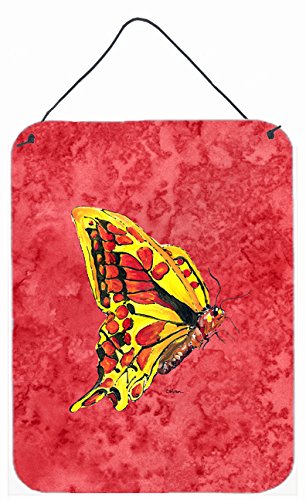 Butterfly on Red Aluminium Metal Wall Or Door Hanging Prints