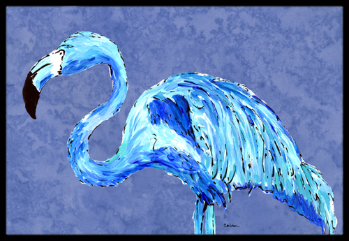 Flamingo On Slate Blue Indoor Or Outdoor Doormat
