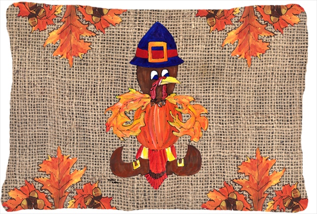Thanksgiving Turkey Pilgrim Fleur de lis Indoor & Outdoor Decorative Fabric Pillow - 12 x 16 in.