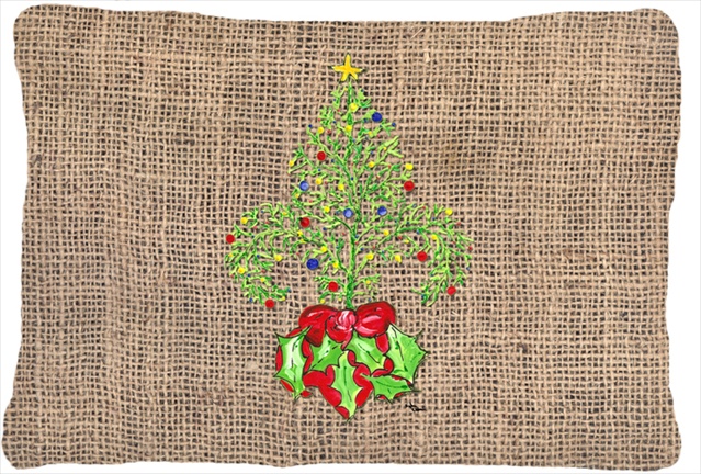 8745PW1216 Christmas Tree Fleur de lis Indoor & Outdoor Decorative Fabric Pillow - 12 x 16 in.
