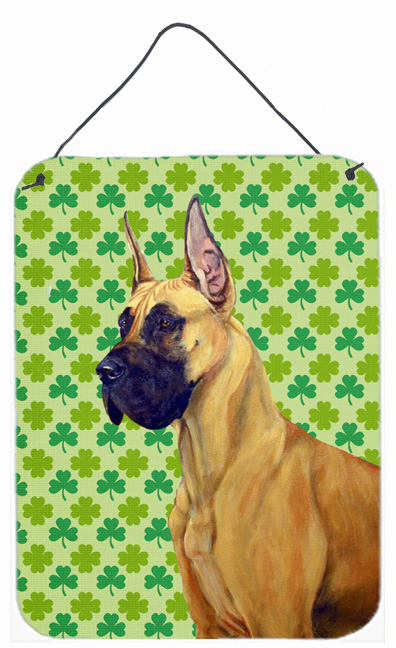 Great Dane St. Patrick's Day Shamrock Portrait Aluminium Metal Wall Or Door Hanging Prints - 12 x 16 in.