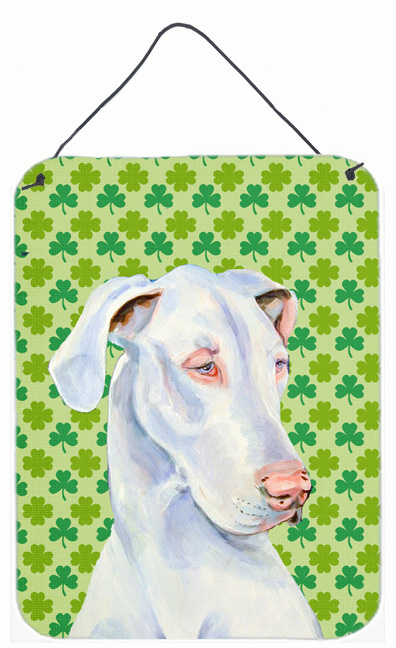 LH9176DS1216 Great Dane St. Patricks Day Shamrock Portrait Aluminium Metal Wall Or Door Hanging Prints - 12 x 16 in.