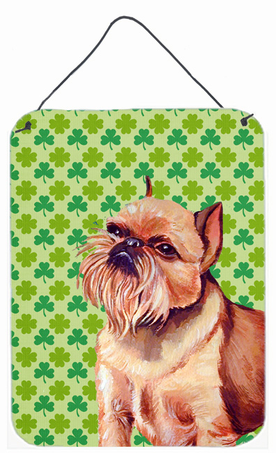 LH9179DS1216 Brussels Griffon St. Patricks Day Shamrock Aluminium Metal Wall Or Door Hanging Prints - 12 x 16 in.