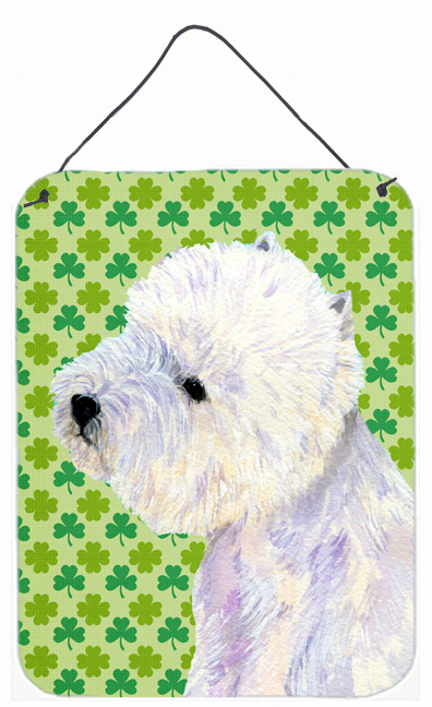 LH9180DS1216 Westie St. Patricks Day Shamrock Portrait Aluminium Metal Wall Or Door Hanging Prints - 12 x 16 in.