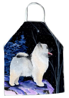 Picture of Carolines Treasures SS8380APRON Starry Night Keeshond Apron - 27 x 31 in.