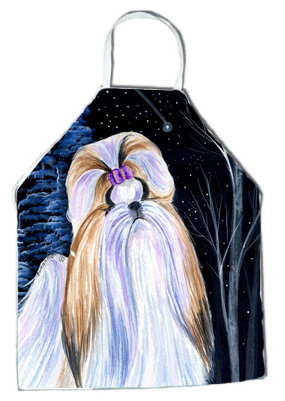 Picture of Carolines Treasures SS8381APRON Starry Night Shih Tzu Apron - 27 x 31 in.