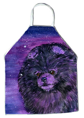Picture of Carolines Treasures SS8501APRON Starry Night Pomeranian Apron - 27 x 31 in.
