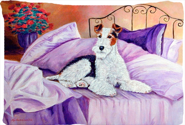 7121PILLOWCASE Fox Terrier Waiting on Mom Moisture Wicking Fabric Standard Pillowcase - 20 x 30 in.