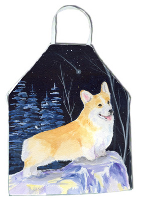 Picture of Carolines Treasures SS8353APRON Starry Night Corgi Apron - 27 x 31 in.