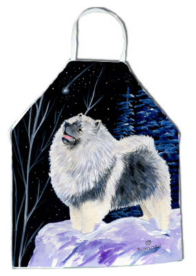Picture of Carolines Treasures SS8357APRON Starry Night Keeshond Apron - 27 x 31 in.